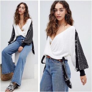 Free People Auxton Thermal Wrap Top Size Medium Coastal Spring Floral